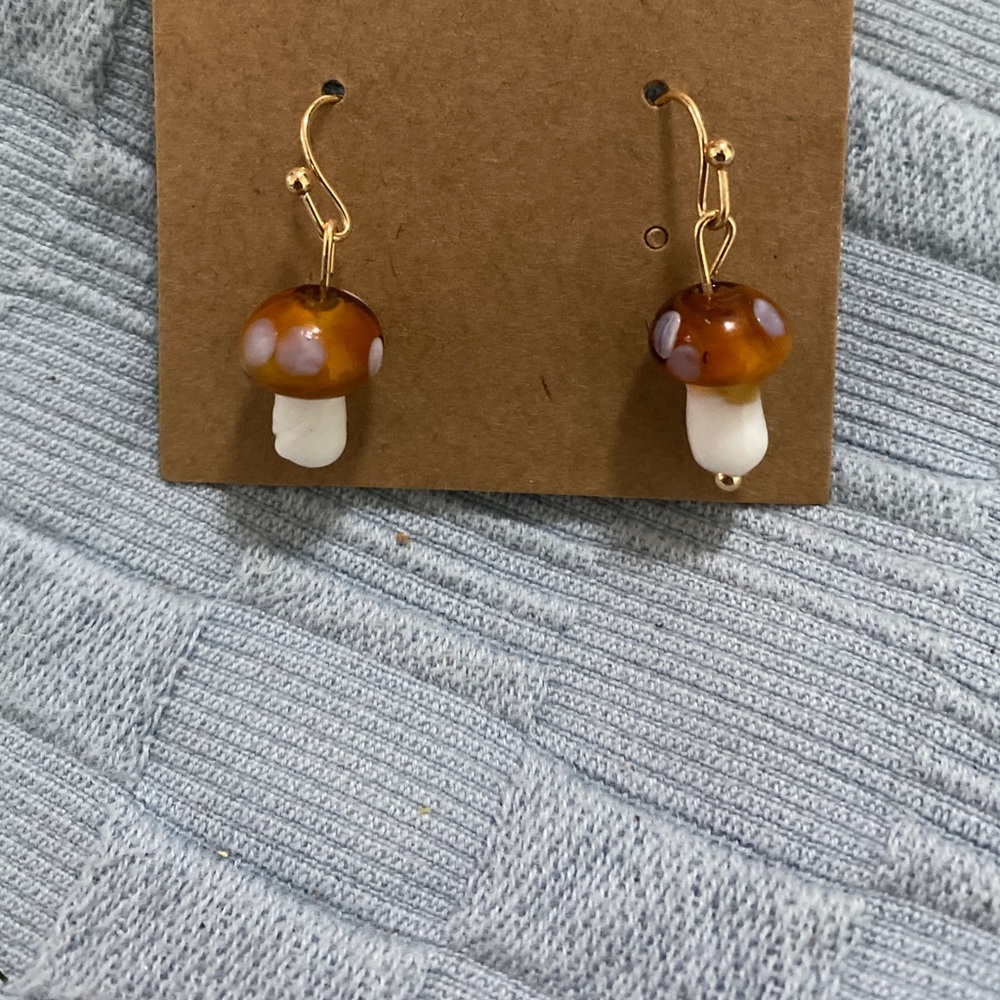 Handmade cute mini mushroom earrings